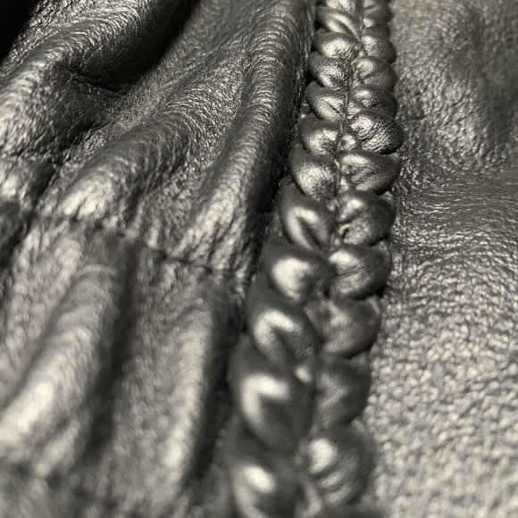 FIRST Classic Leather Jacket Mens Small Black Full Zip Motorcycle Riding Road - Picture 9 of 13